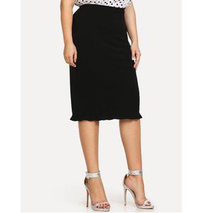 Saks Fifth Avenue Black Knit Midi Skirt